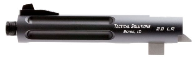 Picture of Tactical Solutions TL55TEMBRF Trail-Lite Barrel 22 LR 5.50" Black Matte Finish 6061-T6 Aluminum Material with Fluting, Threading & Fiber Optic Front Sight for Browning Buck Mark