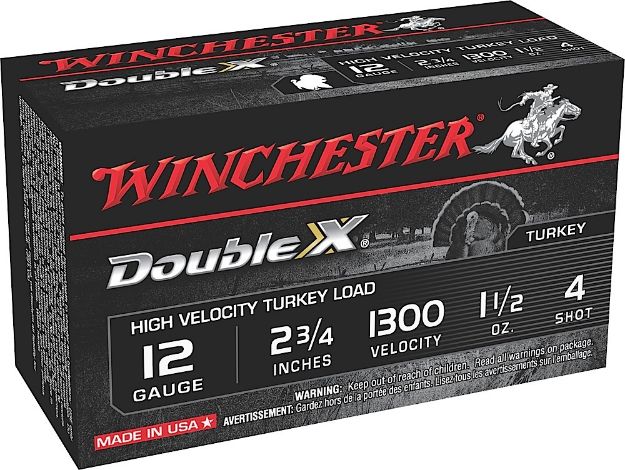 Picture of Winchester Ammo STH124 Double X High Velocity Turkey 12Gauge 2.75" 1 1/2oz 4Shot 10 Per Box/10 Case