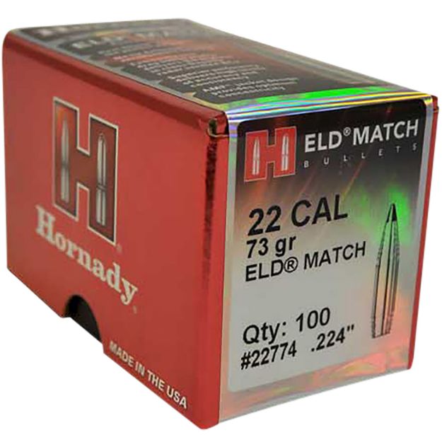 Picture of Hornady 22774 ELD Match  22 Cal .224 73 gr Extremely Low Drag Match 100 Per Box/ 25 Case