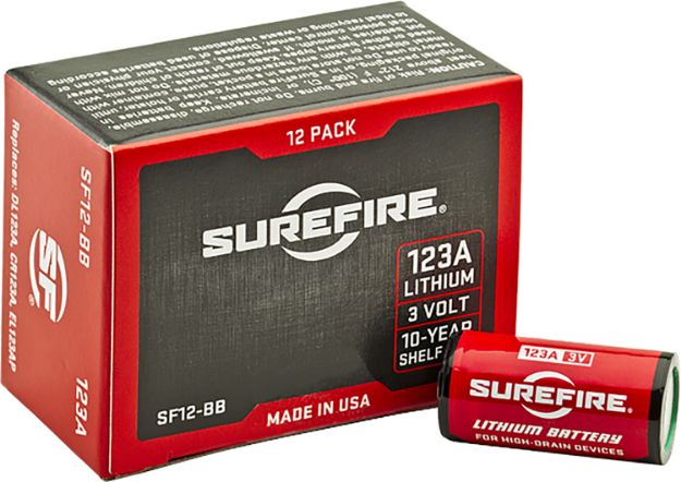 Picture of SureFire SF12BB 123A Batteries  Red/Black 3.0 Volts 1,550 mAh (12) Single Package Boxed