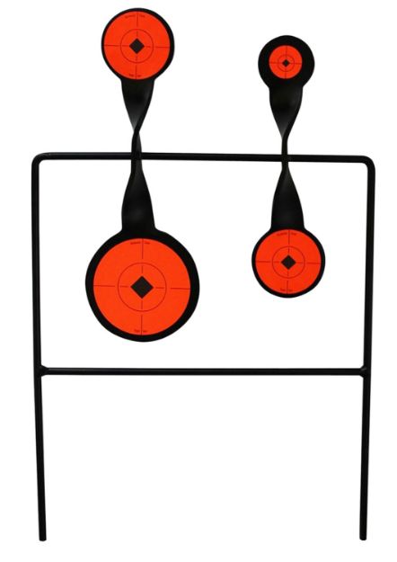 Picture of Birchwood Casey 46422 World of Targets Duplex Rimfire Pistol/Rifle AR500 Steel Black/Orange Bullseye Illustration Impact Enhancement Motion