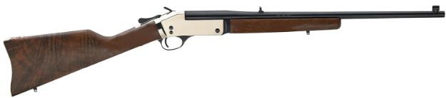 Picture of Henry H015B44 Single Shot  44 Rem Mag Caliber with 1rd Capacity, 22" Blued Barrel, Polished Brass Metal Finish & American Walnut Stock, Right Hand (Full Size)