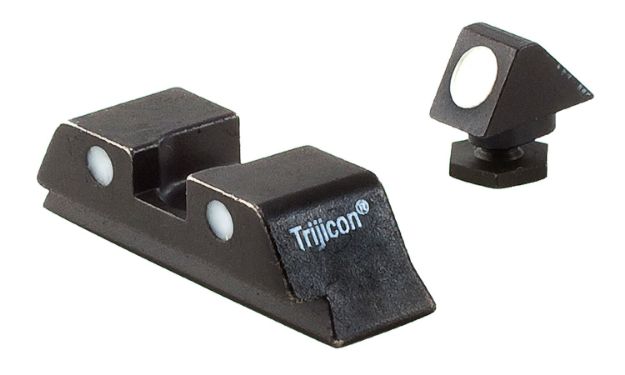 Picture of Trijicon 600234 Bright & Tough Steel Sights  Black White Dot Front Sight-Black White Dots Rear Sight-Glock 17 MOS/19 MOS/34 MOS (No Tritium) Standard Frame