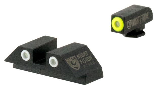 Picture of Night Fision GLK001003YGW Tritium Night Sights For Glock  Green Tritium Yellow Outline Front Sight- Green Tritium White Outline Rear Sight Glock 17/17L/19/22