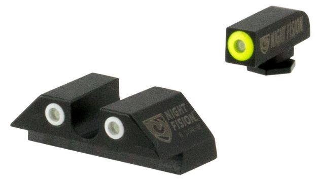 Picture of Night Fision GLK001007YGW Tritium Night Sights For Glock  Green Tritium Yellow Outline Front Sight- Green Tritium White Outline Rear Sight Glock 17/17L/19/22