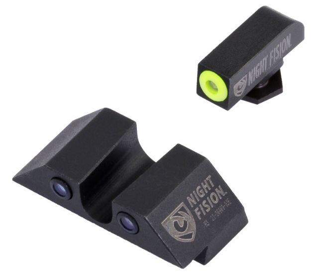 Picture of Night Fision GLK001007YGZ Tritium Night Sights For Glock  Green Tritium Yellow Outline Front Sight- Green Tritium Black Outline Rear Sight Glock 17/17L/19/22