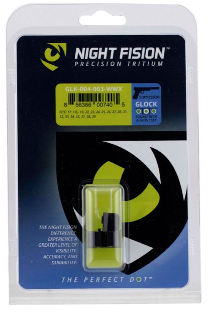 Picture of Night Fision GLK004003WGW Suppressor Height Sights For Glock  Green Tritium White Outline Front Sight-Green Tritium White Outline Rear Sight Glock 17/17L/19