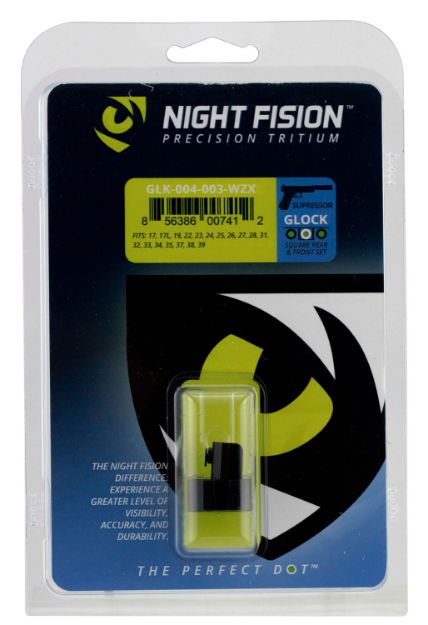 Picture of Night Fision GLK004003WGZ Suppressor Height Sights For Glock  Green Tritium White Outline Front Sight-Green Tritium Black Outline Rear Sight Glock 17/17L/19