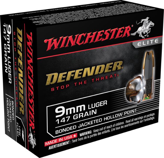 Picture of Winchester Ammo S9MMPDB1 Defender  9mmLuger 147gr Bonded Jacket Hollow Point 20 Per Box/10 Case