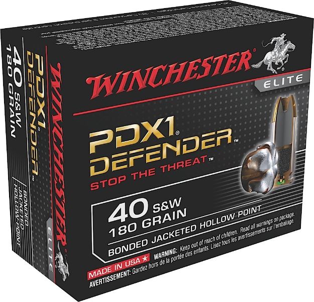 Picture of Winchester Ammo S40SWPDB1 Defender  40S&W 180gr Bonded Jacket Hollow Point 20 Per Box/10 Case