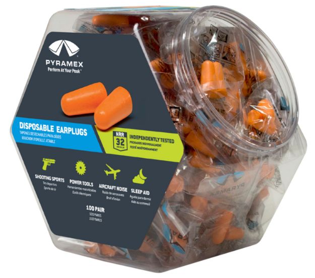 Picture of Pyramex PYDP1000BN Disposable Earplugs Foam 32 dB In The Ear Orange Adult 100 Pair