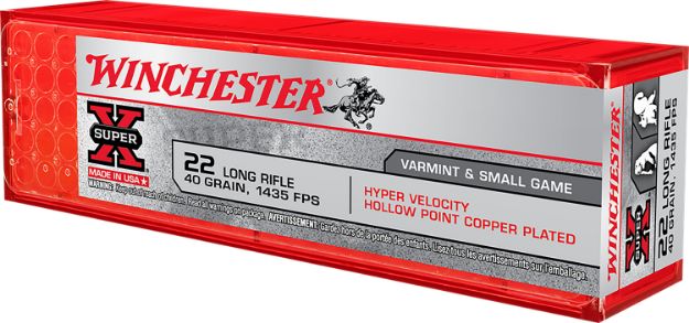 Picture of Winchester Ammo XHV22LR Super X  22LR 40gr Hyper Velocity Hollow Point Copper Plated 100 Per Box/20 Case