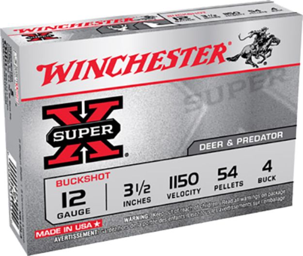 Picture of Winchester Ammo XB12L4 Super X  12Gauge 3.50" 54Pellets 4Buck Shot 5 Per Box/50 Case