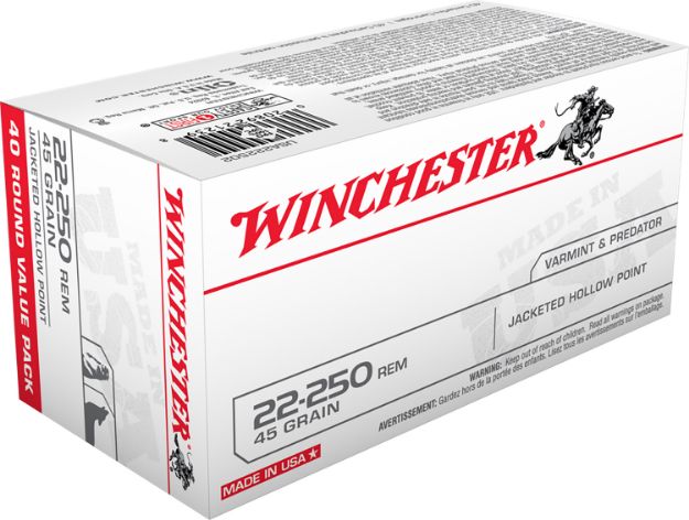 Picture of Winchester Ammo USA222502 USA  22-250Rem 45gr Jacketed Hollow Point 40 Per Box/10 Case