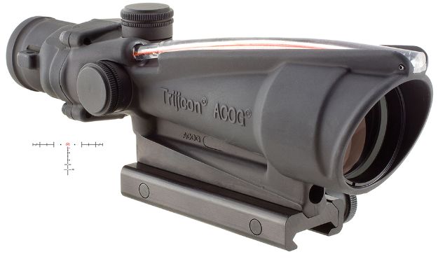 Picture of Trijicon 100153 ACOG  Black Hardcoat Anodized 3.5x35mm Illuminated Red Horseshoe .223/5.56 BDC Reticle