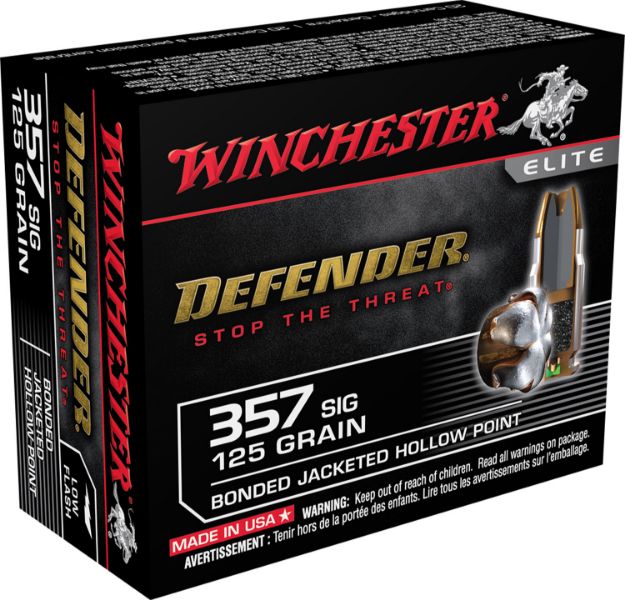 Picture of Winchester Ammo S357SPDB Defender  357Sig 125gr Bonded Jacket Hollow Point 20 Per Box/10 Case