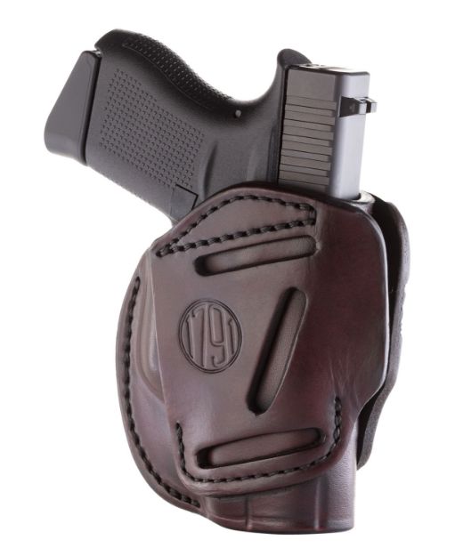 Picture of 1791 Gunleather 3WH2SBRA 3-Way  IWB/OWB Size 02 Signature Brown Leather Belt Loop Compatible w/ Ruger LCP Compatible w/ Glock 42 Compatible w/ S&W Bodyguard Ambidextrous Hand