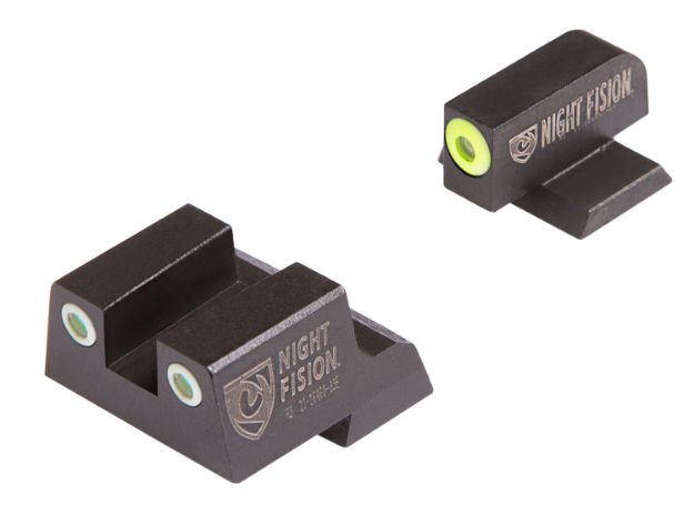 Picture of Night Fision CNK026003YGW Tritium Night Sights for Canik  Green Tritium Yellow Outline Front Sight-Green Tritium White Ring Rear Sight TP9SFx/TP9SFL