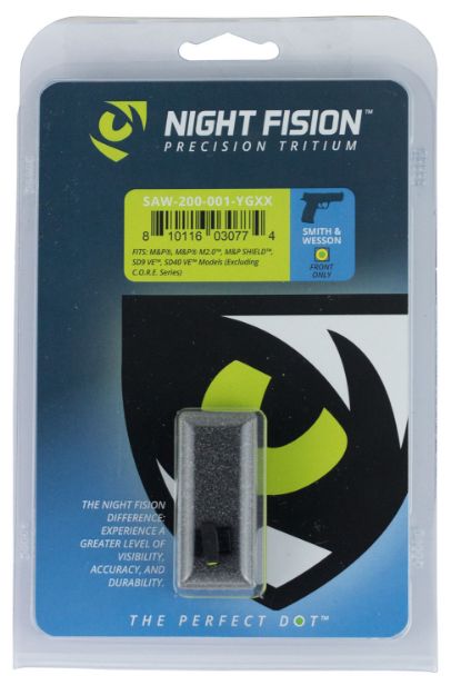 Picture of Night Fision SAW200001YGX Tritium Front Sight for Smith & Wesson  Green Tritium Yellow Outline M&P/Shield/SD9VE