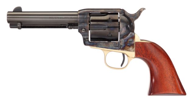 Picture of Taylors & Company 0440DE 1873 Ranch Hand Deluxe 357 Mag 6rd 4.75" Blued Cylinder & Barrel Color Case Hardened Steel Frame Walnut Navy Size Grip (Taylor Tuned)