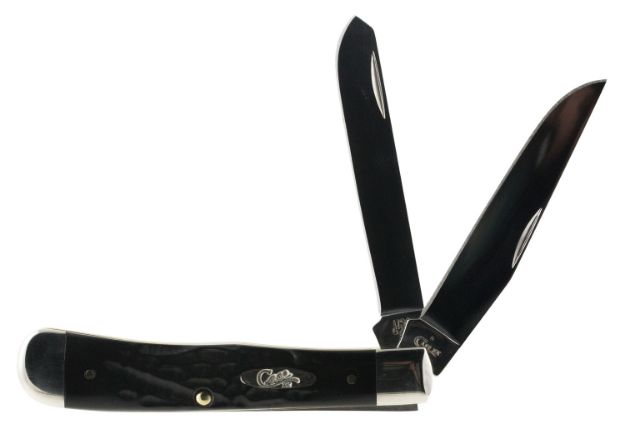 Picture of Case 18221 Trapper  3.25"/3.27" Folding Clip Point/Spey Plain Mirror Polished Tru-Sharp SS Blade Rough Black Jigged Synthetic Handle