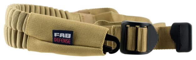 Picture of FAB Defense FXBUNGEET Bungee One Point Tactical Sling for AR Platform/ SBR 23.60" OAL 1.18" Wide Designed For Chest or Shoulder Carry Quick Release Buckle Tan Elastic