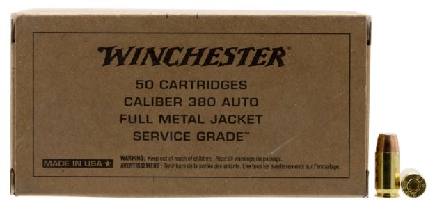 Picture of Winchester Ammo SG380W Service Grade  380ACP 95gr Full Metal Jacket Flat Nose 50 Per Box/10 Case