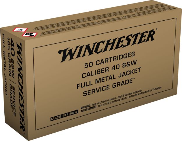 Picture of Winchester Ammo SG40W Service Grade  40S&W 165gr Full Metal Jacket Flat Nose 50 Per Box/10 Case