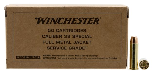 Picture of Winchester Ammo SG38W Service Grade  38Special 130gr Full Metal Jacket Flat Nose 50 Per Box/10 Case