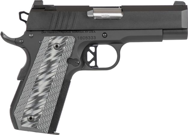 Picture of Dan Wesson 01883 ECP  Compact Frame 45 ACP 8+1 4" Stainless Bull Barrel Black Duty Serrated Stainless Steel Slide Black Aluminum Frame wBeavertail Black/Gray G10 Grip