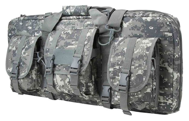 Picture of NcStar CVCPD2962D28 VISM Deluxe SubGun Case 28" Digital Camouflage PVC Fabric w/ Exterior Pockets Zippers & Padding for 2 AR or AK Pistols