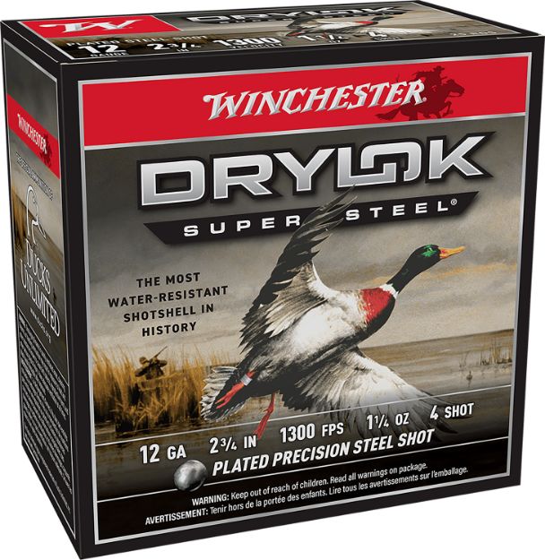 Picture of Winchester Ammo XSM124 Drylok Super Steel Magnum 12Gauge 2.75" 1 1/4oz 4Shot 25 Per Box/10 Case