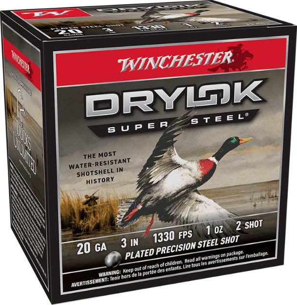 Picture of Winchester Ammo XSM2032 Drylok Super Steel Magnum 20Gauge 3" 1oz 2Shot 25 Per Box/10 Case