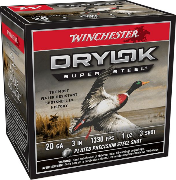 Picture of Winchester Ammo XSM2033 Drylok Super Steel Magnum 20Gauge 3" 1oz 3Shot 25 Per Box/10 Case