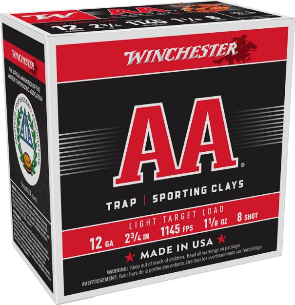 Picture of Winchester Ammo AA128 AA Light Target 12Gauge 2.75" 1 1/8oz 8Shot 25 Per Box/10 Case