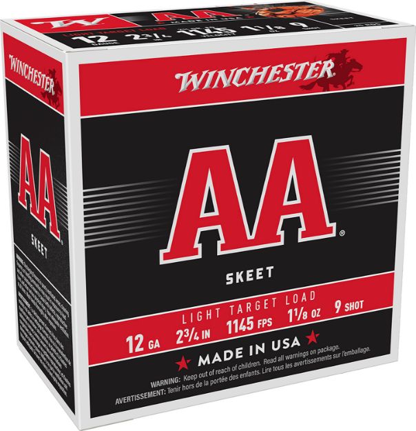 Picture of Winchester Ammo AA129 AA Light Target 12Gauge 2.75" 1 1/8oz 9Shot 25 Per Box/10 Case