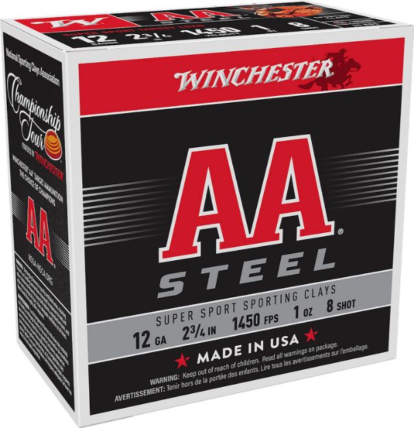 Picture of Winchester Ammo AASCL12S8 AA Super Sport Sporting Clay 12Gauge 2.75" 1oz 8Shot 25 Per Box/10 Case