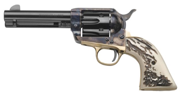 Picture of Taylors & Company 200071 1873 Cattleman 357 Mag Caliber with 4.75" Blued Finish Barrel, 6rd Capacity Blued Finish Cylinder, Color Case Hardened Finish Steel Frame & Imitation Stag Grip