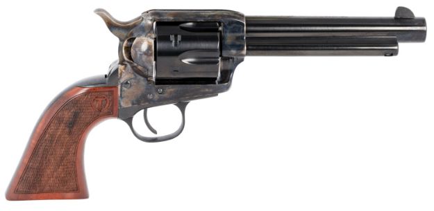 Picture of Taylors & Company 550811 Smoke Wagon  357 Mag Caliber with 5.50" Blued Finish Barrel, 6rd Capacity Blued Finish Cylinder, Color Case Hardened Finish Steel Frame & Checkered Walnut Grip