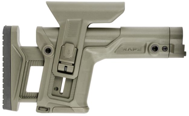 Picture of FAB Defense FXRAPSG RAPS Rapid Adjustment Precision Stock Integrated Cheek-Rest & Adjustable LOP Ambidextrous 1Latch System OD Green Polymer