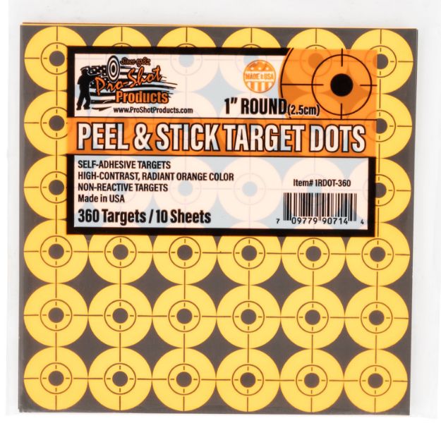 Picture of Pro-Shot 1RDOT360 Peel & Stick Target Dots Self-Adhesive Paper Orange 1" Dot 10Pack/360Targets