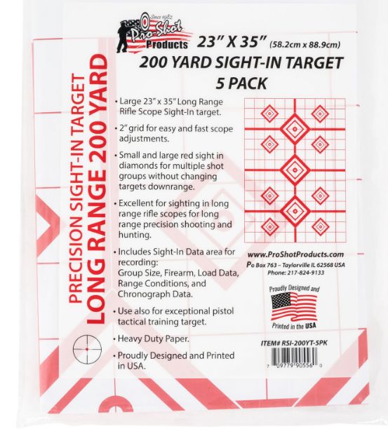 Picture of Pro-Shot RSI200YT5PK SplatterShot Sight-In Diamond Hanging Heavy Paper 200 yds 23" x 35" White/Red 5 Pack