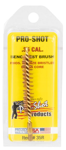 Picture of Pro-Shot 35R Bore Brush  .35 Cal/ 9mm Rifle #8-32 Thread Bronze Bristles Brass Core