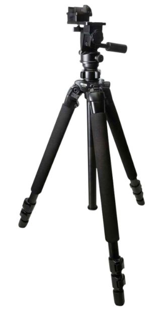 Picture of KOPF Jager KJ85003K Folding Tripod K700 Tripod made of Aluminum with Black Finish, Adjustable Reaper Rail, 3-Level Leg Extension, 21-87 Degree Pan & Tilt