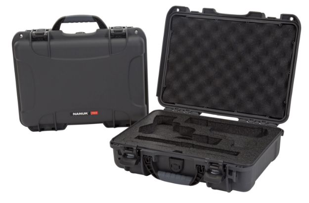 Picture of Nanuk 910CLASG7 910 Classic 2 Up Pistol Case Graphite Polymer w/ Latches & Closed-Cell Foam Padding 13.20" L x 9.20" W x 4.10" H Interior Dimensions