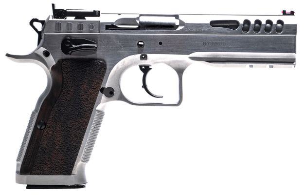 Picture of Tanfoglio IFG TFSTOCKM9 Defiant Stock Master 9mm Luger 17+1 4.75" Hard Chrome Steel/ Wood Grip