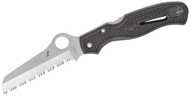 Picture of Spyderco C89SBK Atlantic Salt  3.69" Folding Sheepsfoot Serrated H1 Steel Blade Black Molded FRN Handle Includes Pocket Clip