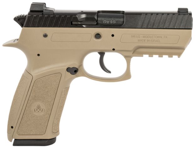 Picture of IWI US J941PSL9FDII Jericho 941 Enhanced 9mm Luger Caliber with 3.80" Barrel, 17+1 Capacity, Flat Dark Earth Finish Picatinny Rail Frame, Serrated Black Steel Slide & Polymer Grip