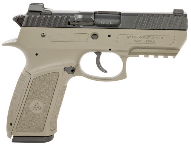 Picture of IWI US J941PSL9OD-II Jericho 941 Enhanced 9mm Luger Caliber with 3.80" Barrel, 17+1 Capacity, OD Green Finish Picatinny Rail Frame, Serrated Black Steel Slide & Polymer Grip