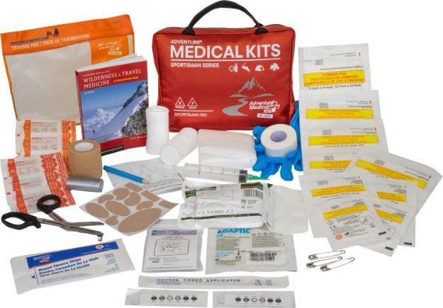 Picture of Adventure Medical Kits 01050300 Sportsman 300 Medical Kit Treats Injuries/Illnesses Waterproof Red